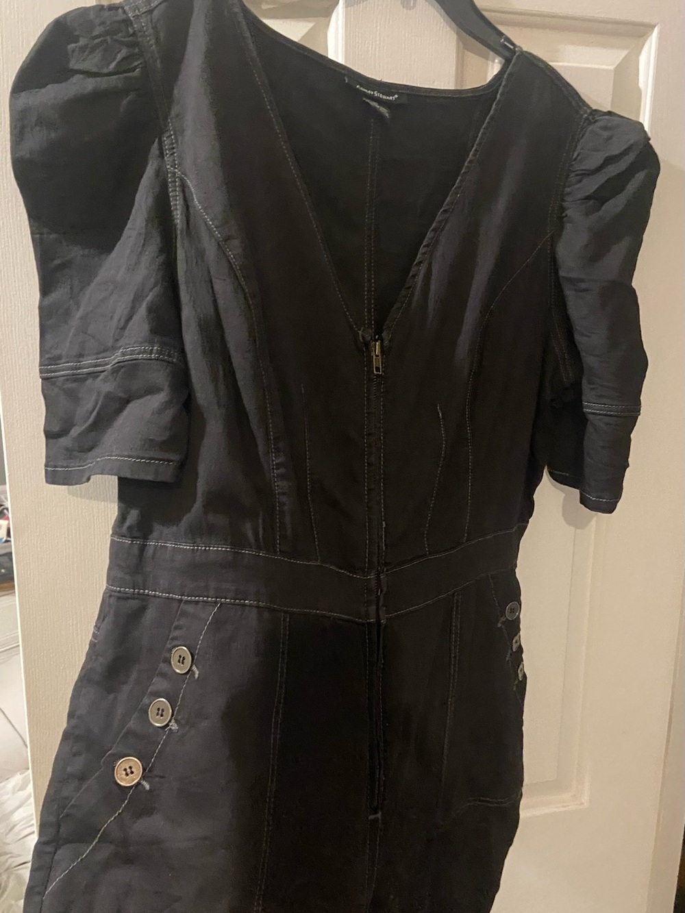 Ashley Stewart 20 1x 2x Jumpsuit Lightweight Black Puff Sleeve